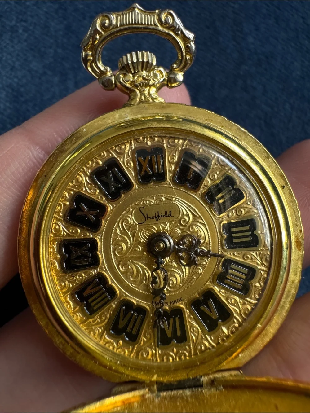 Antique Sheffield Pocket Watch Gold Filled Hunter Case Roman Dial NOT RUNNING